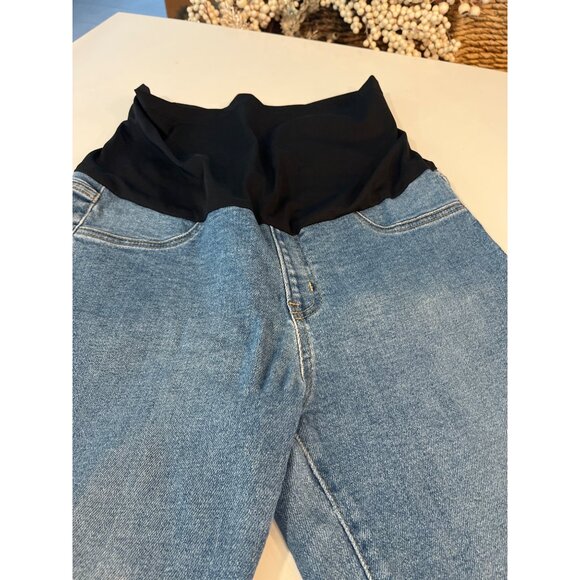 Maternity Jeans With Stretchy Black Waistband By JustUSA Size 10 Light Blue Deni - Picture 3 of 7